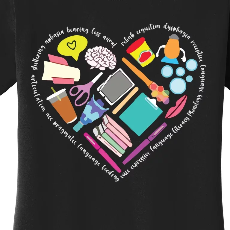 Speech Language Pathology SLP Speech Pathologist Heart Shape Women's T-Shirt