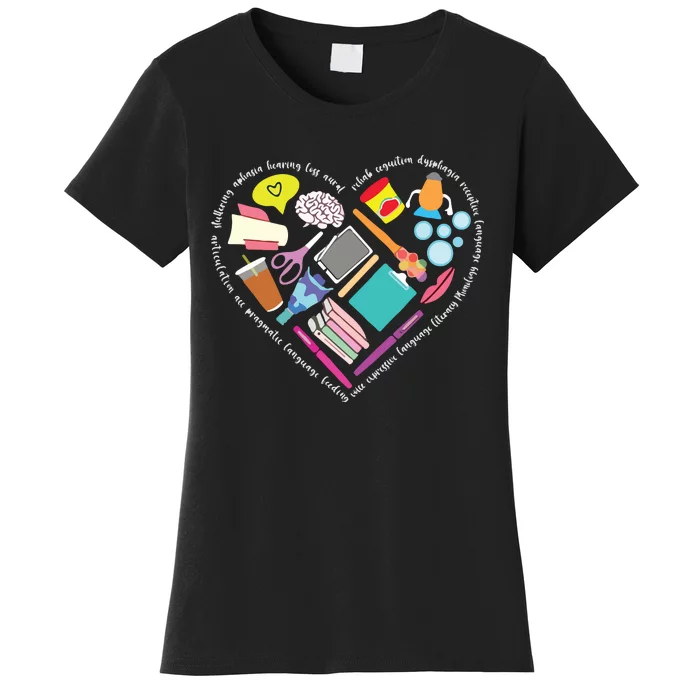 Speech Language Pathology SLP Speech Pathologist Heart Shape Women's T-Shirt