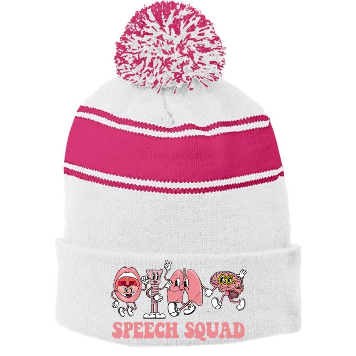 Speech Language Pathologist Slp Speech Squad Therapy Stripe Pom Pom Beanie