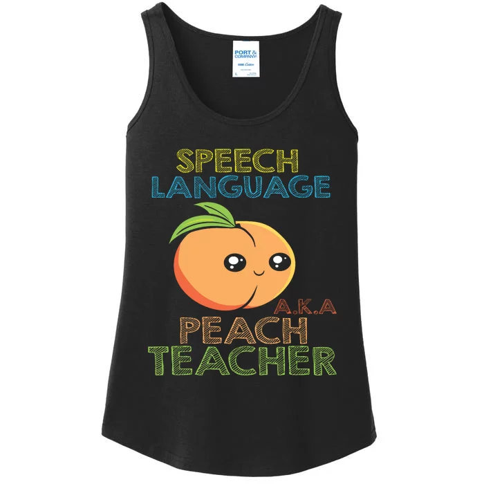 Speech Language Peach Teacher I Speech Therapy Ladies Essential Tank