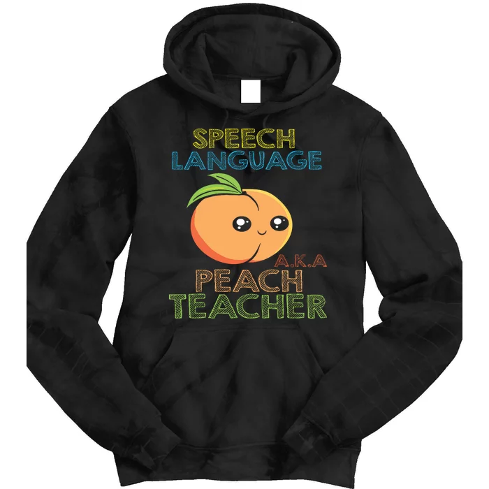 Speech Language Peach Teacher I Speech Therapy Tie Dye Hoodie