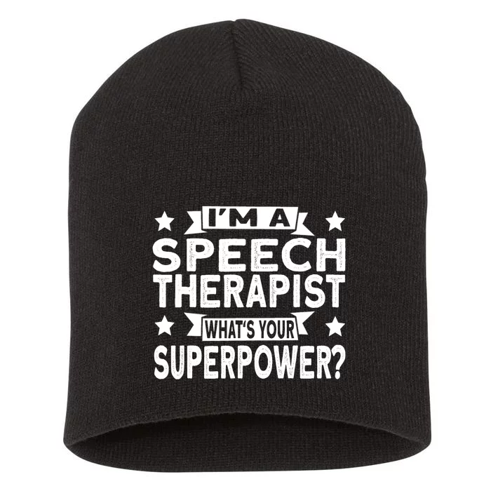 Speech Language Pathologist Superhero Speech Therapy Short Acrylic Beanie