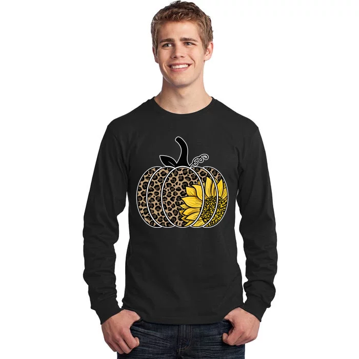 Sunflower Leopard Pumpkin Tall Long Sleeve T-Shirt