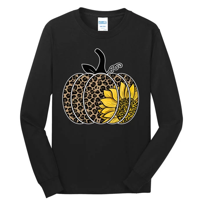 Sunflower Leopard Pumpkin Tall Long Sleeve T-Shirt