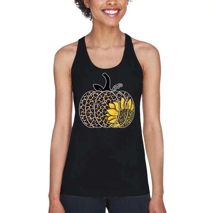 Sunflower Leopard Pumpkin Women's Racerback Tank