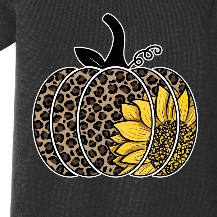 Sunflower Leopard Pumpkin Baby Bodysuit