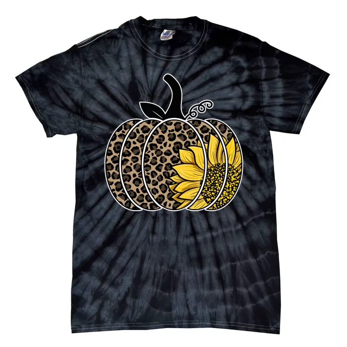 Sunflower Leopard Pumpkin Tie-Dye T-Shirt