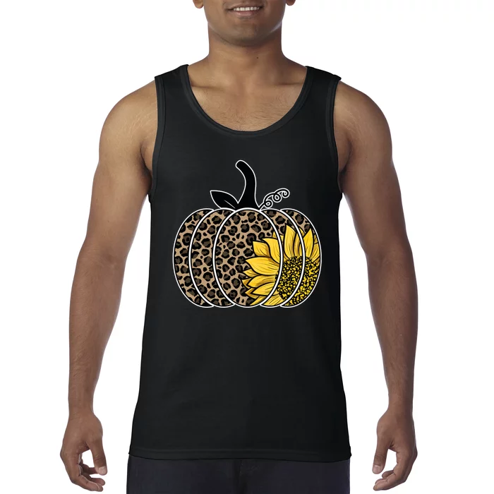 Sunflower Leopard Pumpkin Tank Top