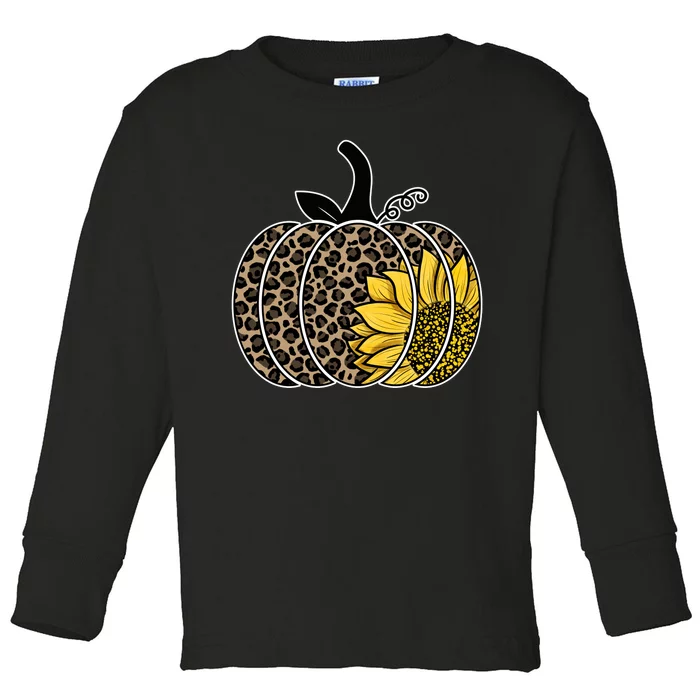 Sunflower Leopard Pumpkin Toddler Long Sleeve Shirt