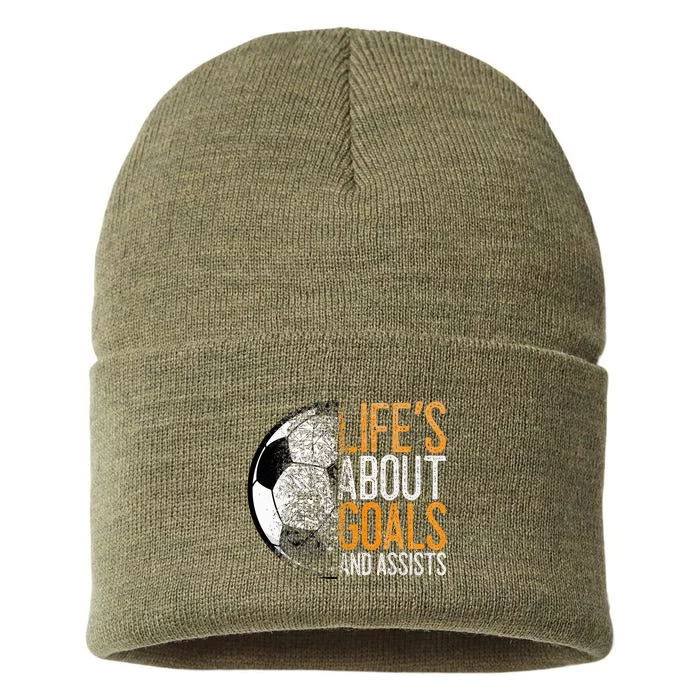 Soccer Lovers Player Football Goal Sustainable Knit Beanie