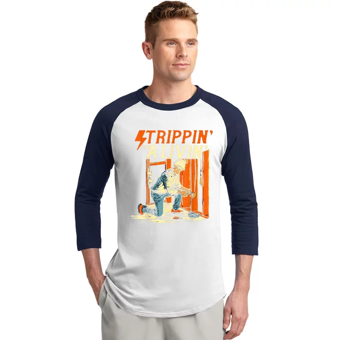 Stripping Living Powerline Father’S Day Electricians Gift Baseball Sleeve Shirt