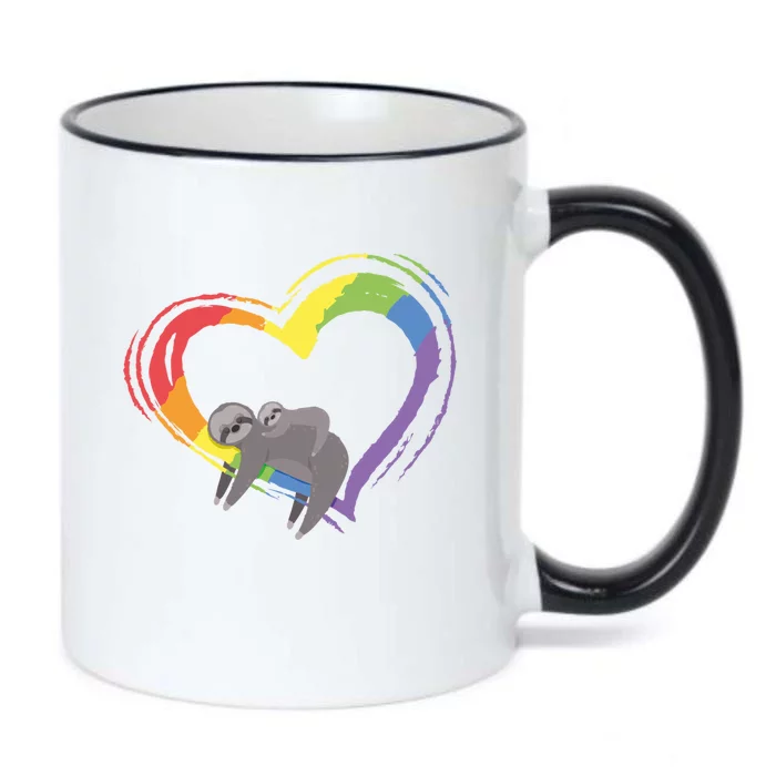 Sloth Lgbt Pride Sloths Pride Heart Gift Black Color Changing Mug