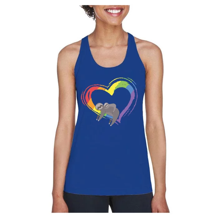 Sloth Lgbt Pride Sloths Pride Heart Gift Women's Racerback Tank