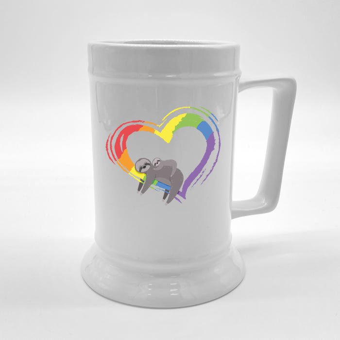 Sloth Lgbt Pride Sloths Pride Heart Gift Front & Back Beer Stein