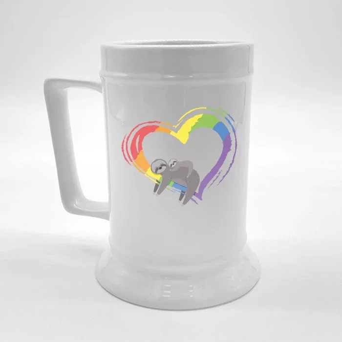 Sloth Lgbt Pride Sloths Pride Heart Gift Front & Back Beer Stein