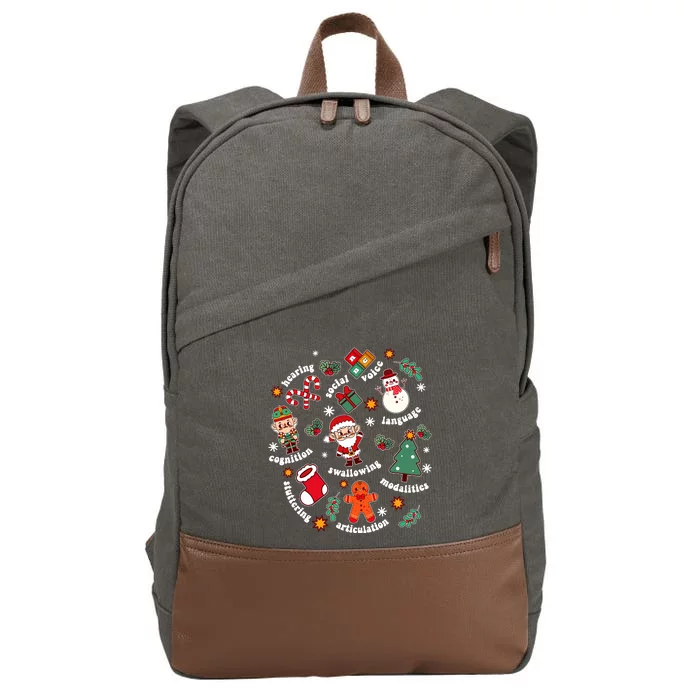 Speech Language Pathologist Slp Santa Squad Christmas Cotton Canvas Backpack