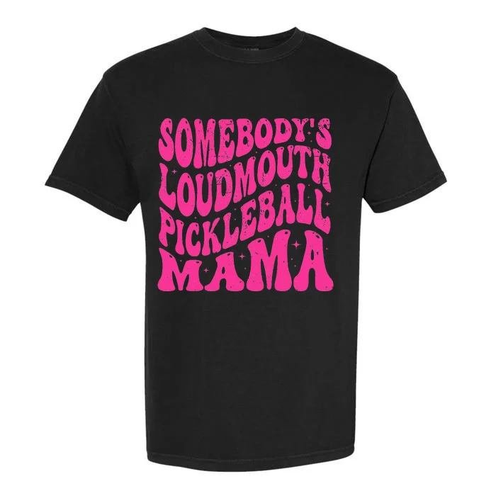 Somebody's Loudmouth pickleball Mama Groovy Pickleball Mom Garment-Dyed Heavyweight T-Shirt