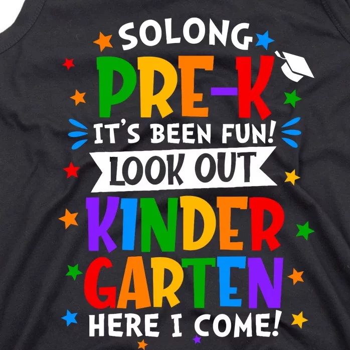 So Long Prek Graduation Kindergarten Here I Come Cute Tank Top