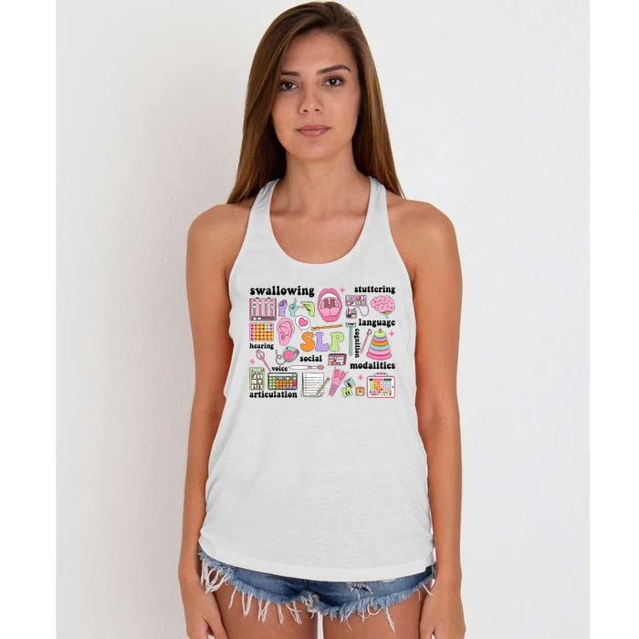 Speech Language Pathologist Speech Therapy Slp Women's Knotted Racerback Tank