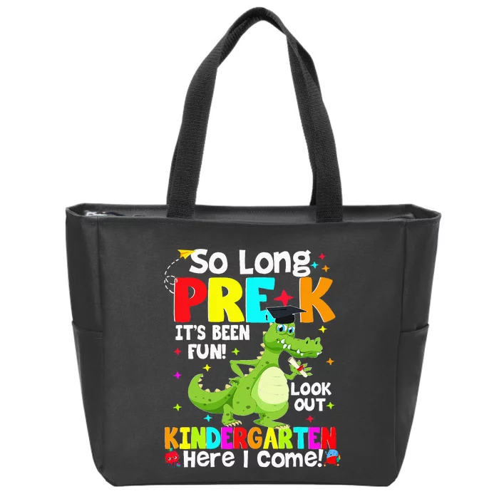 So Long PreK Kindergarten Here I Come Dinosaur Graduation Zip Tote Bag