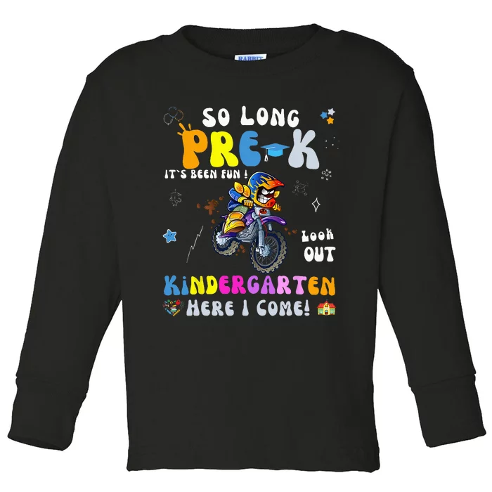 So Long PreK Kindergarten Here I Come Motorcycle Graduation Toddler Long Sleeve Shirt