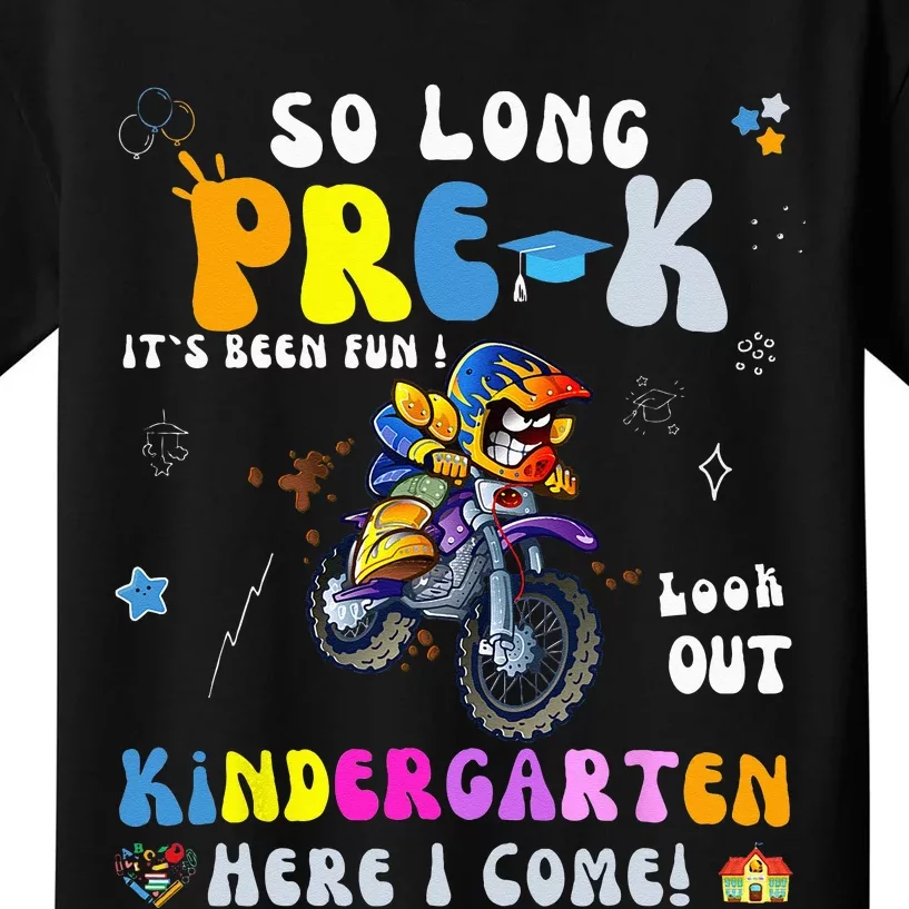 So Long PreK Kindergarten Here I Come Motorcycle Graduation Kids T-Shirt