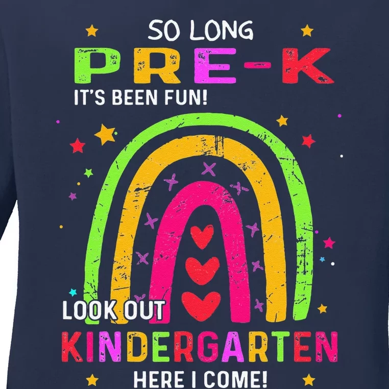 So Long PreK Look Out Kindergarten Graduation Gifts Rainbow Ladies Long Sleeve Shirt