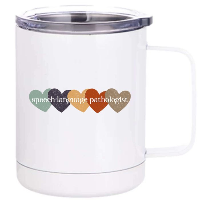 Speech Language Pathologist Teacher Hearts Back to School Front & Back 12oz Stainless Steel Tumbler Cup