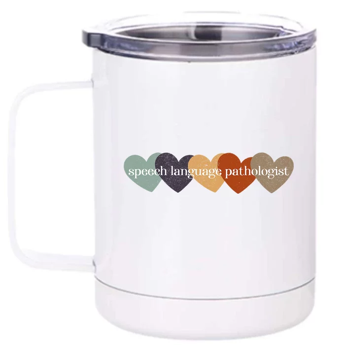 Speech Language Pathologist Teacher Hearts Back to School Front & Back 12oz Stainless Steel Tumbler Cup