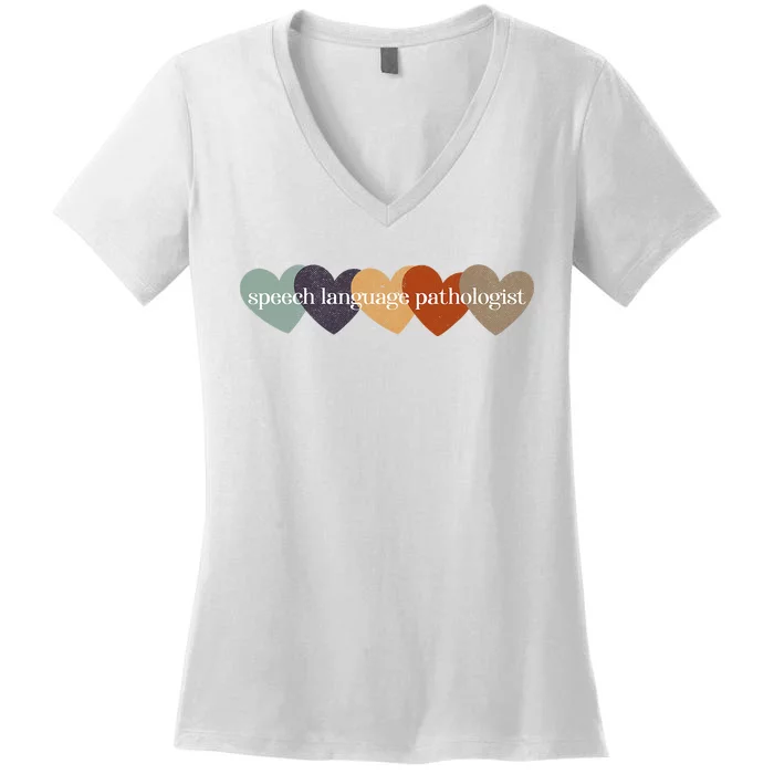 Speech Language Pathologist Teacher Hearts Back to School Women's V-Neck T-Shirt