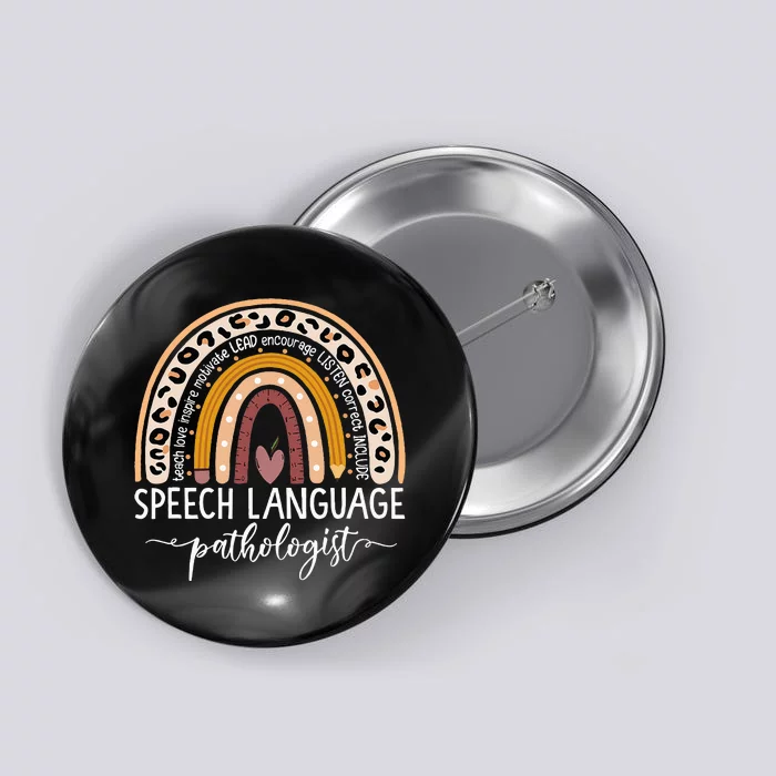 Speech Language Pathologist Rainbow Speech Therapy Gift SLP Button