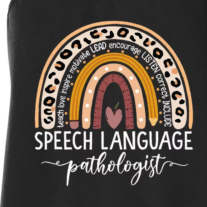 Speech Language Pathologist Rainbow Speech Therapy Gift SLP Women's Racerback Tank