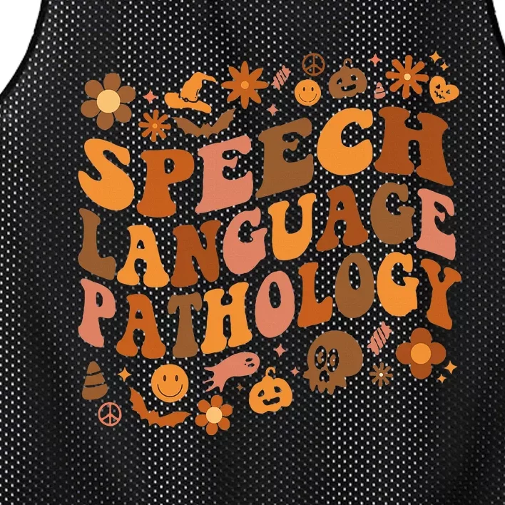 Speech Language Pathology Retro Halloween Speech Therapy Mesh Reversible Basketball Jersey Tank