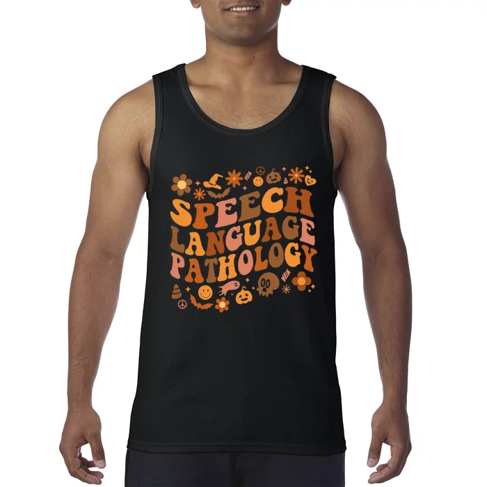 Speech Language Pathology Retro Halloween Speech Therapy Tank Top