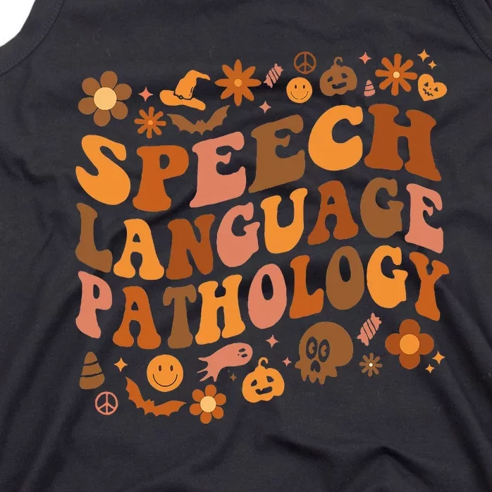 Speech Language Pathology Retro Halloween Speech Therapy Tank Top