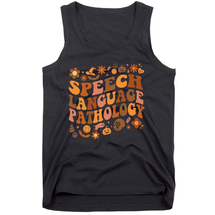 Speech Language Pathology Retro Halloween Speech Therapy Tank Top