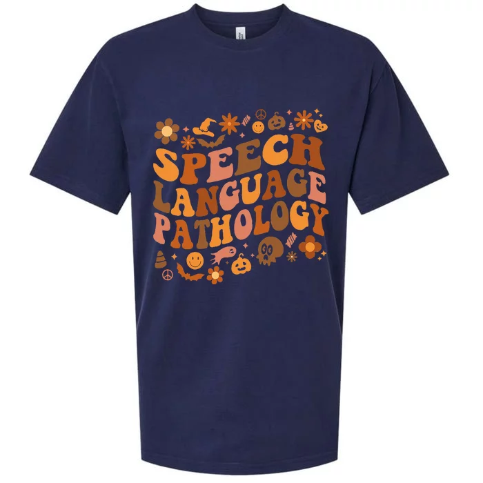 Speech Language Pathology Retro Halloween Speech Therapy Sueded Cloud Jersey T-Shirt