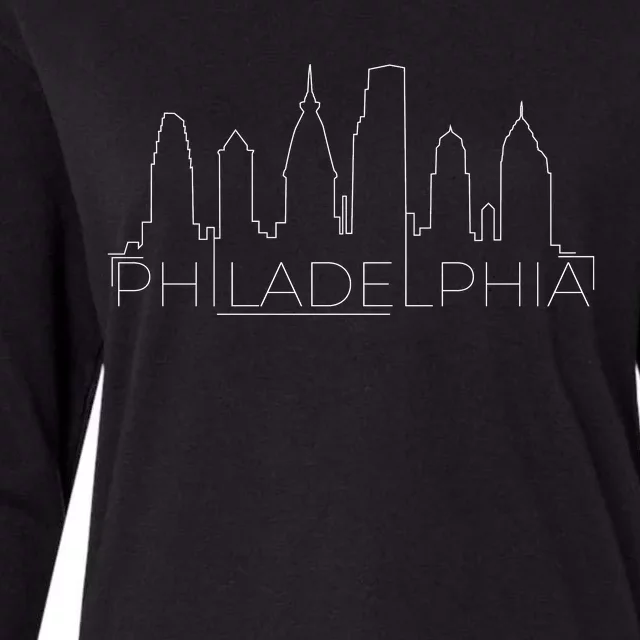 Skyline Line Philadelphia City Womens Cotton Relaxed Long Sleeve T-Shirt