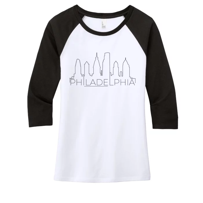 Skyline Line Philadelphia City Women's Tri-Blend 3/4-Sleeve Raglan Shirt