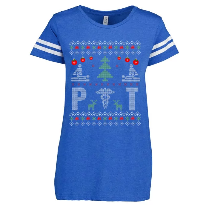 Santa Loves Physical Therapy Christmas Pajama Costume Ugly Enza Ladies Jersey Football T-Shirt