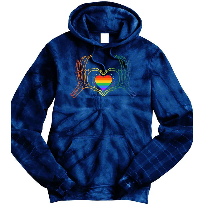 Skeleton Lgbtq Pride Heart Hand Sign Tie Dye Hoodie