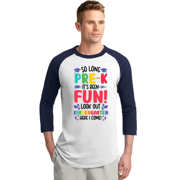 So Long Pre-K Look Out Kindergarten Funny Graduation Gifts Baseball Sleeve Shirt