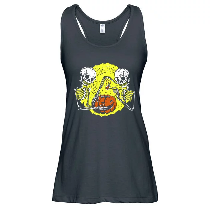 Skeletons Lighting Pumpkin Ladies Essential Flowy Tank