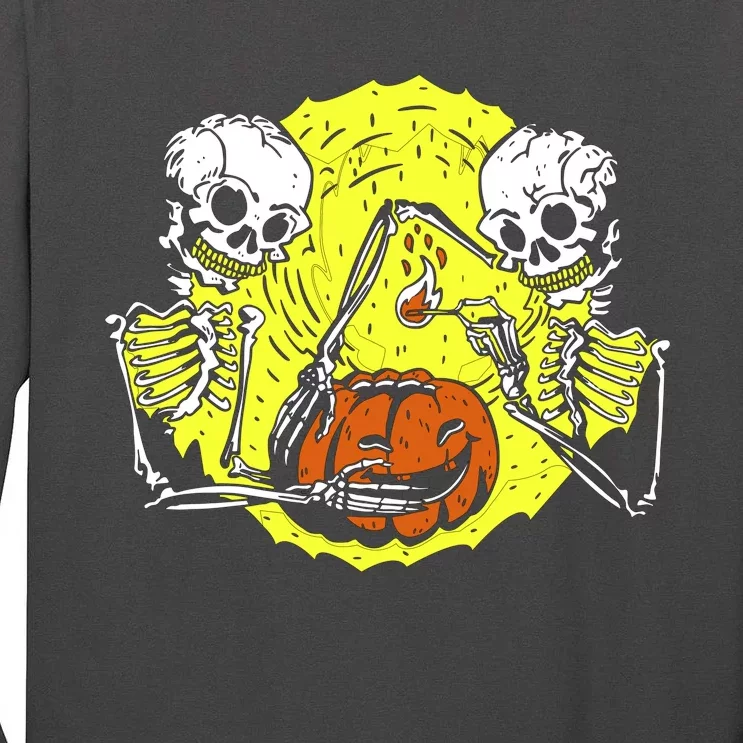 Skeletons Lighting Pumpkin Tall Long Sleeve T-Shirt