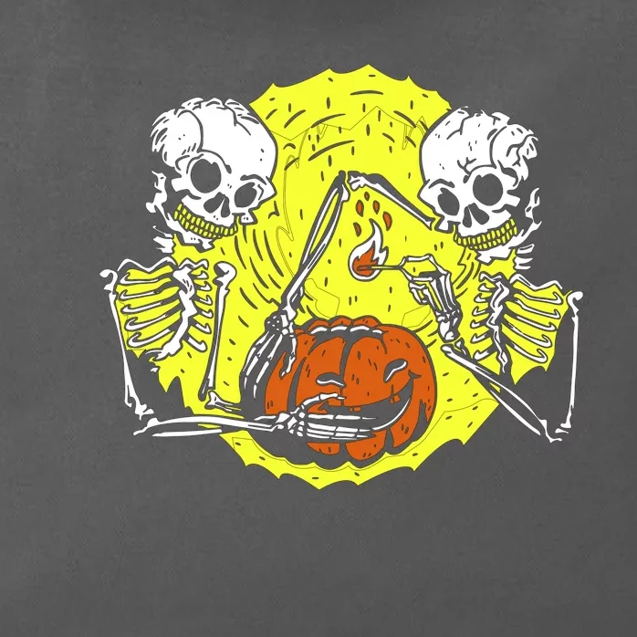 Skeletons Lighting Pumpkin Zip Tote Bag