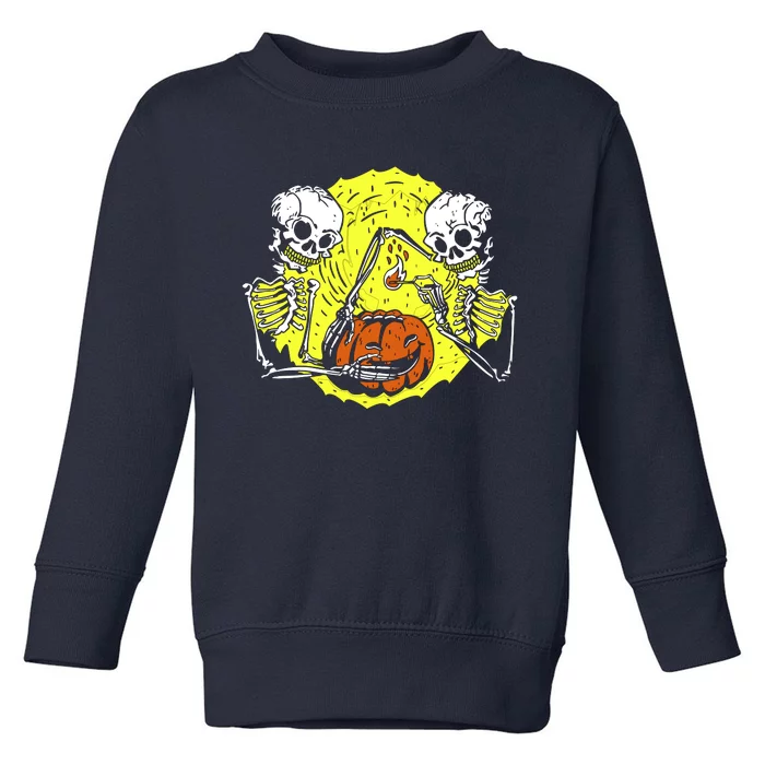 Skeletons Lighting Pumpkin Toddler Sweatshirt