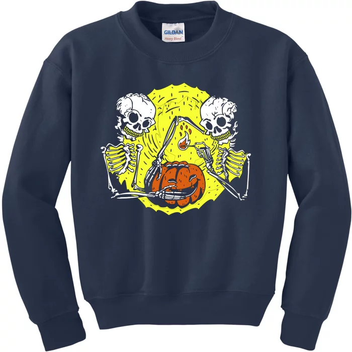 Skeletons Lighting Pumpkin Kids Sweatshirt