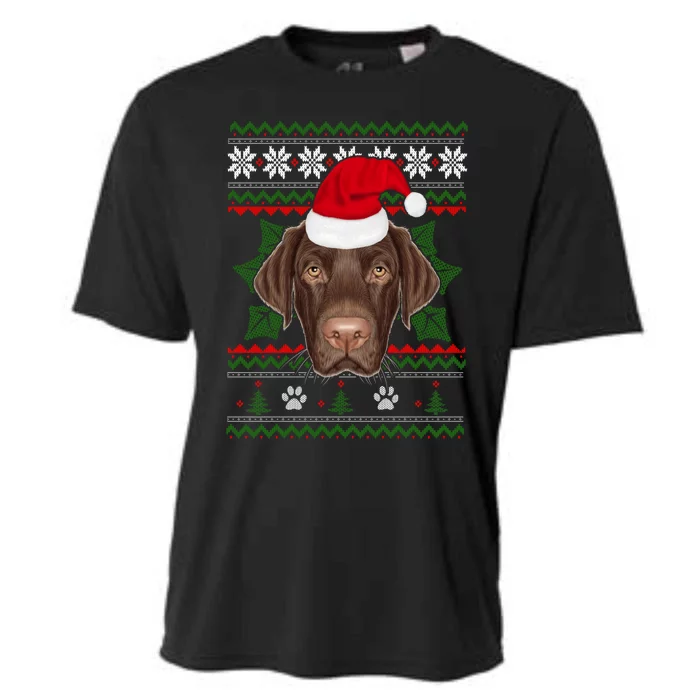 Santa Labrador Retriever Dog Holiday Ugly Christmas Xmas Gift Cooling Performance Crew T-Shirt