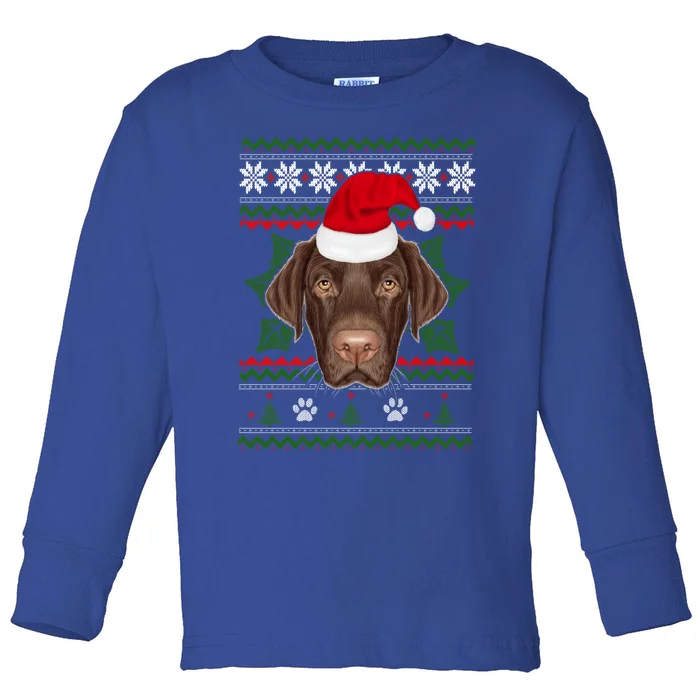 Santa Labrador Retriever Dog Holiday Ugly Christmas Xmas Gift Toddler Long Sleeve Shirt