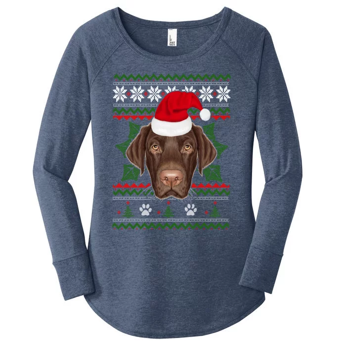 Santa Labrador Retriever Dog Holiday Ugly Christmas Xmas Gift Women's Perfect Tri Tunic Long Sleeve Shirt